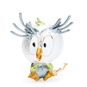 White and Grey Owl Brooch: Elegant Avian Elegance